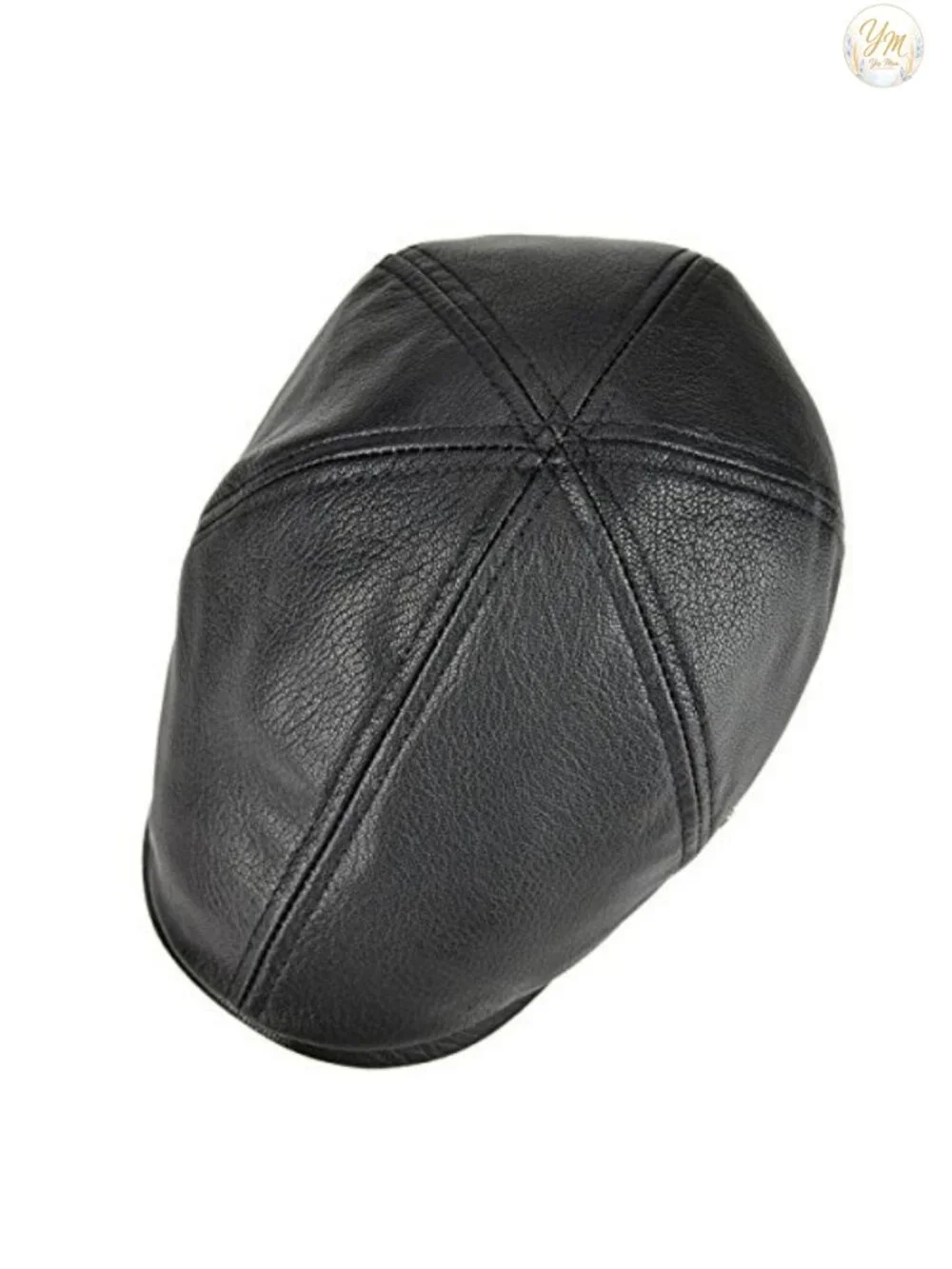 Men's 100% Leather Newsboy Cap Cabbie Hat Vintage 6 Panel
